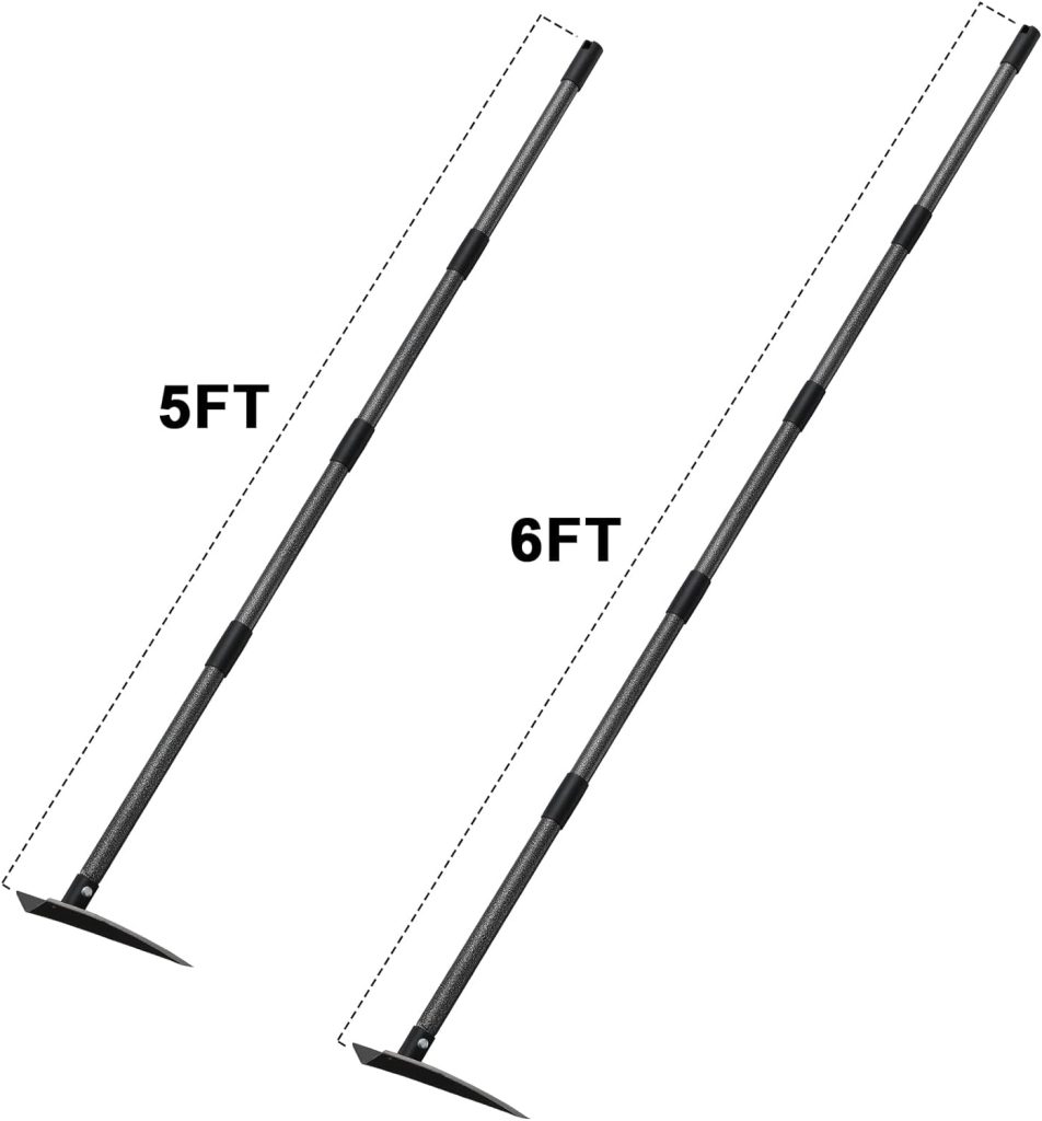 Hoe Garden Tool,60 Inch Garden Hoe Triangle Gardening Hoe with Sharp Blade for Digging,Weeding,Cutting and Loosing Soil,Adjustable Length Metal Handle (5 FT)