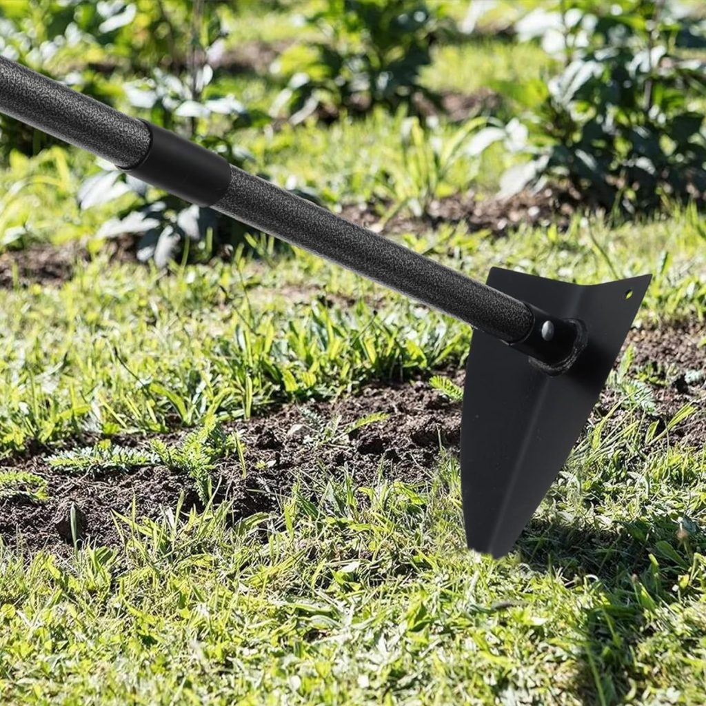Hoe Garden Tool,60 Inch Garden Hoe Triangle Gardening Hoe with Sharp Blade for Digging,Weeding,Cutting and Loosing Soil,Adjustable Length Metal Handle (5 FT)