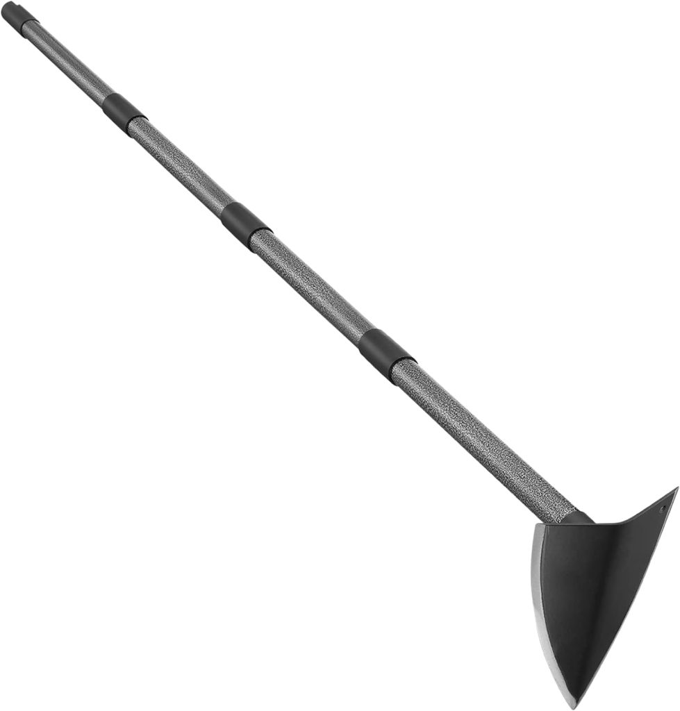 Hoe Garden Tool,60 Inch Garden Hoe Triangle Gardening Hoe with Sharp Blade for Digging,Weeding,Cutting and Loosing Soil,Adjustable Length Metal Handle (5 FT)