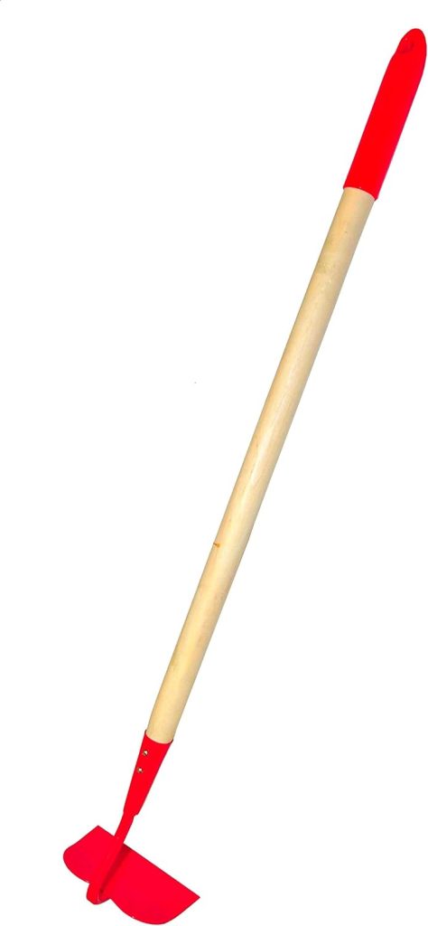 JustForKids Kids Garden Tool Set Toy, Rake, Spade, Hoe and Leaf Rake, reduced size , made of sturdy steel heads and real wood handle, 4-Piece, Multicolored, 5yr+