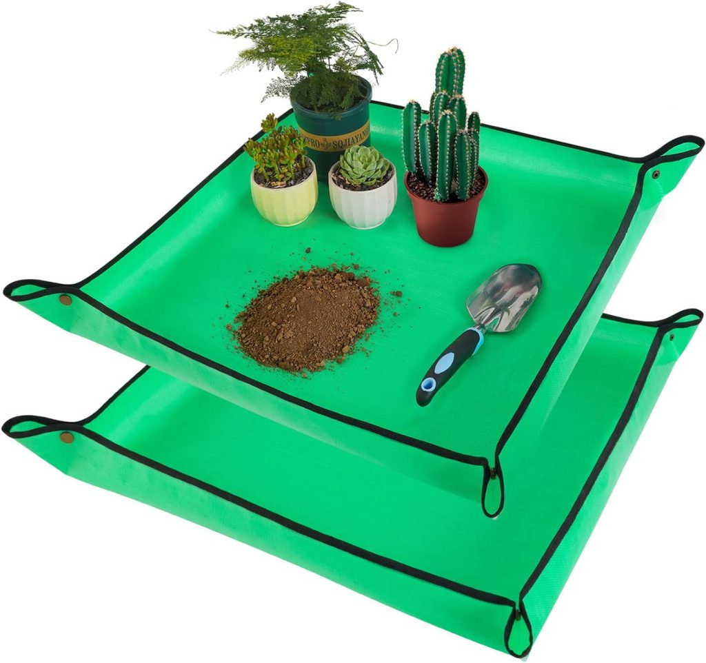 Repotting Mat for Indoor Plant Transplanting and Mess Control 27x 27 Thickened Waterproof Potting Tray Foldable Succulent Potting Mat Portable Gardening Mat Garden Gifts for Women  Men