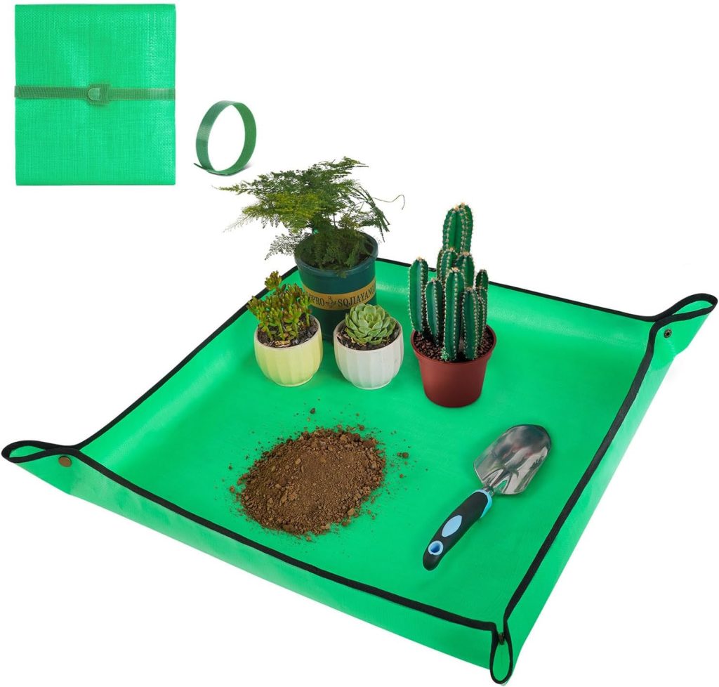 Repotting Mat for Indoor Plant Transplanting and Mess Control 27x 27 Thickened Waterproof Potting Tray Foldable Succulent Potting Mat Portable Gardening Mat Garden Gifts for Women  Men