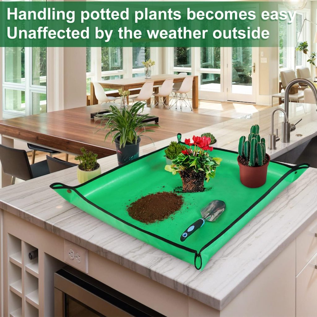 Repotting Mat for Indoor Plant Transplanting and Mess Control 27x 27 Thickened Waterproof Potting Tray Foldable Succulent Potting Mat Portable Gardening Mat Garden Gifts for Women  Men