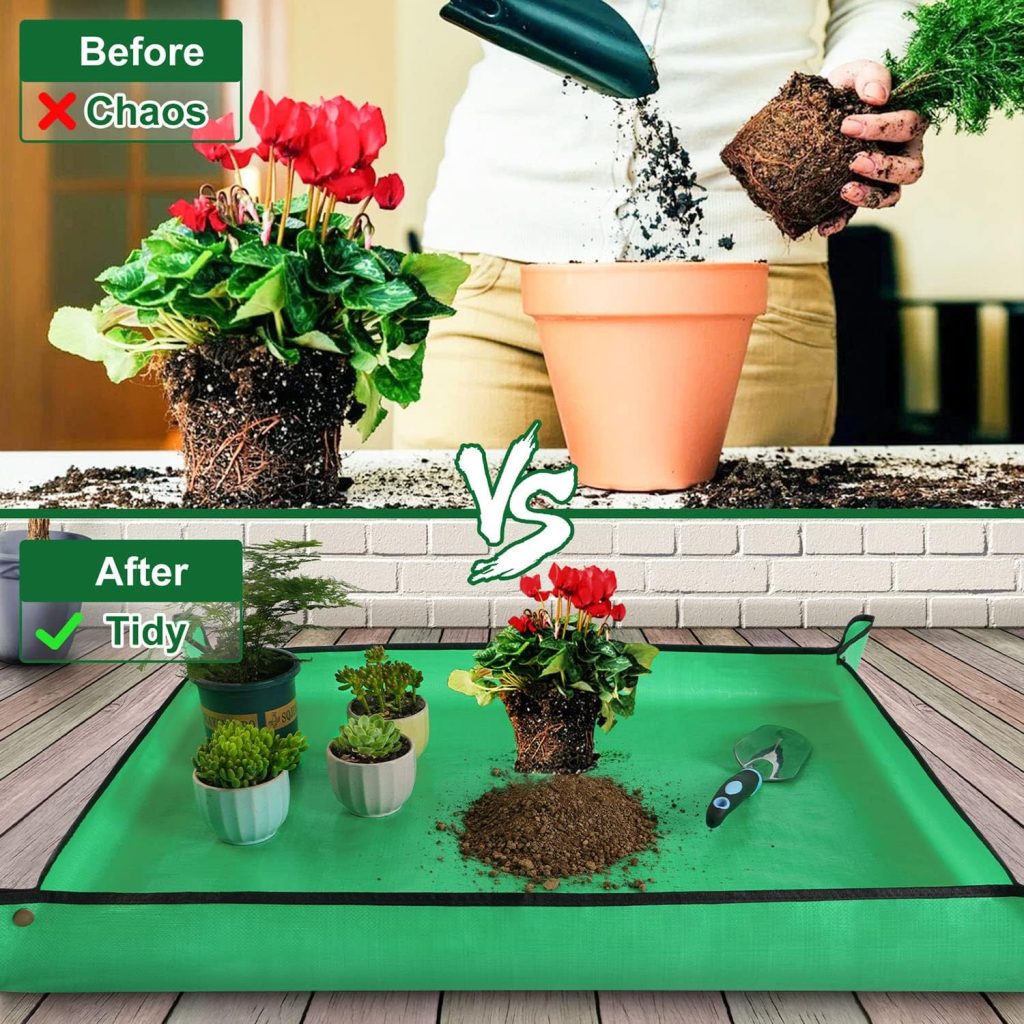 Repotting Mat for Indoor Plant Transplanting and Mess Control 27x 27 Thickened Waterproof Potting Tray Foldable Succulent Potting Mat Portable Gardening Mat Garden Gifts for Women  Men