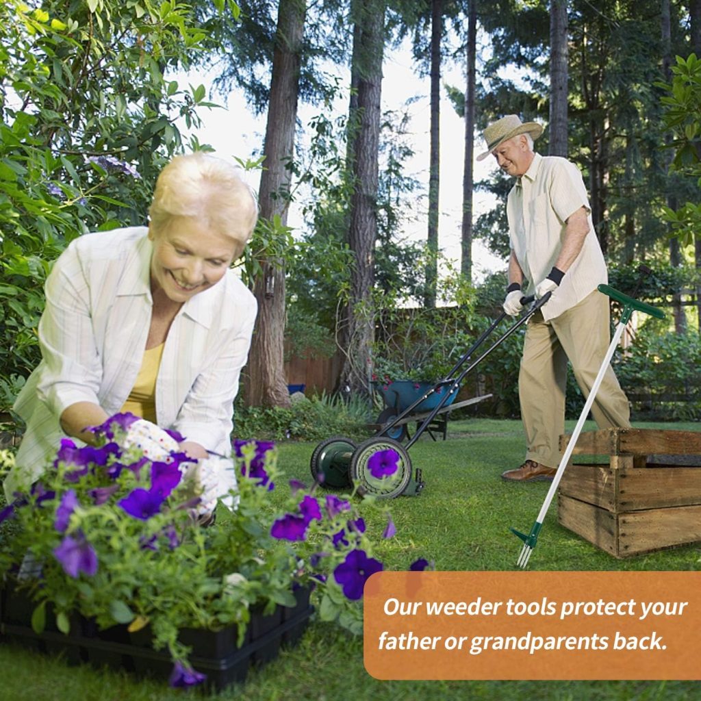 Walensee Weed Puller, Stand Up Weeder Hand Tool, Long Handle Garden Weeding Tool with 3 Claws, Hand Weed Hound Weed Puller for Dandelion, Standup Weed Root Pulling Tool and Picker, Grabber (1 Pack)